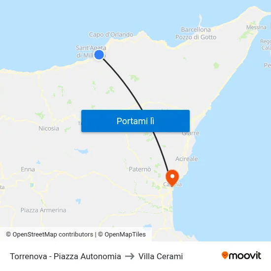 Torrenova - Piazza Autonomia to Villa Cerami map