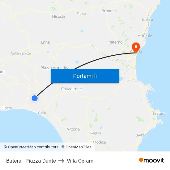 Butera - Piazza Dante to Villa Cerami map