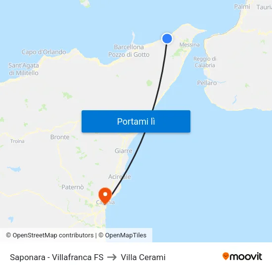 Saponara Marittima to Villa Cerami map