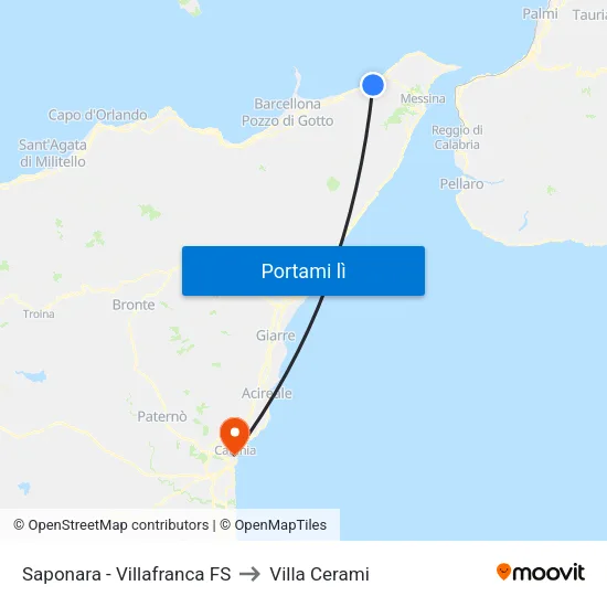 Saponara Marittima to Villa Cerami map