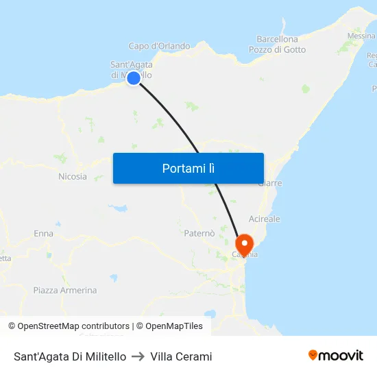 Sant'Agata Di Militello to Villa Cerami map