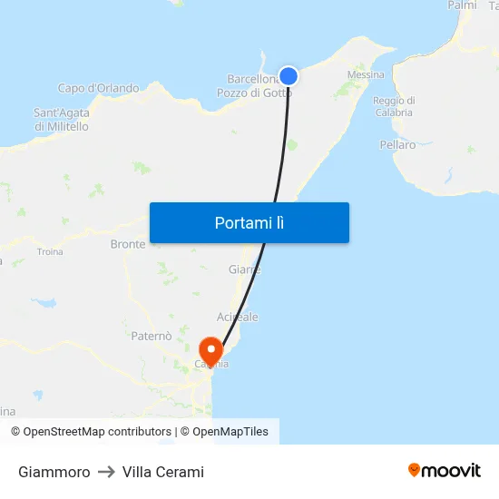 Giammoro to Villa Cerami map