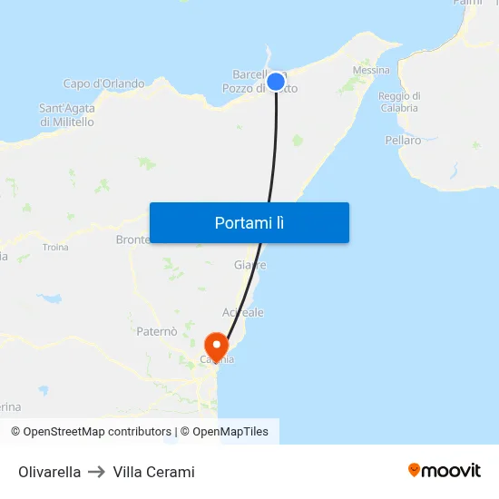 Olivarella to Villa Cerami map