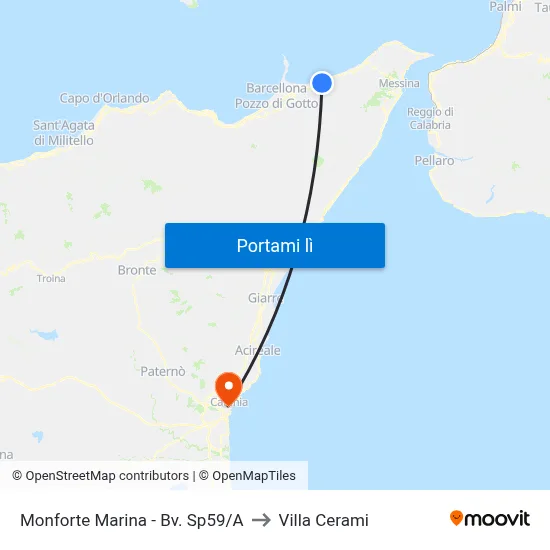 Monforte Marina - Bv. Sp59/A to Villa Cerami map