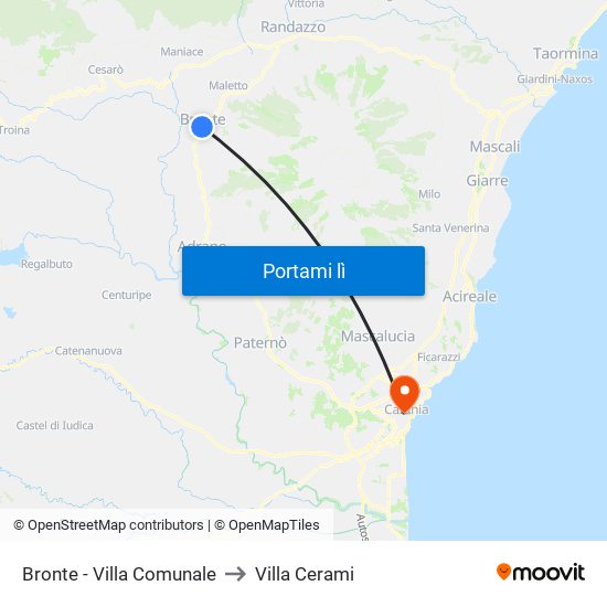 Bronte - Villa Comunale to Villa Cerami map