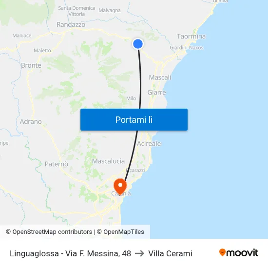 Linguaglossa - Via F. Messina, 48 to Villa Cerami map