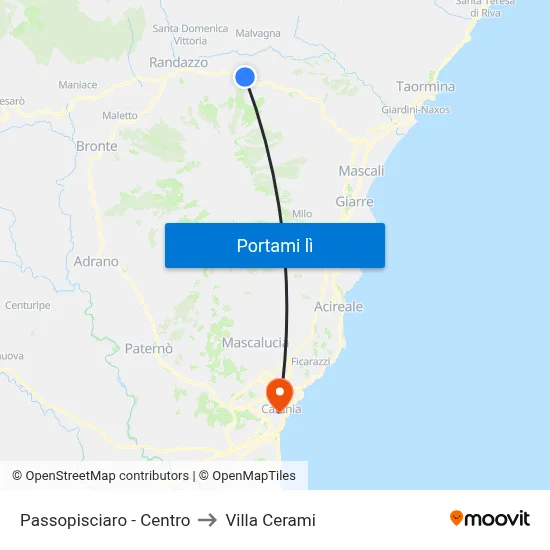 Passopisciaro - Centro to Villa Cerami map