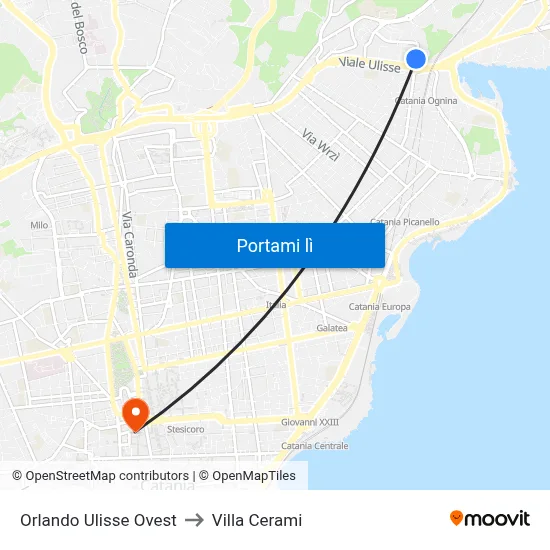 Orlando Ulisse Ovest to Villa Cerami map