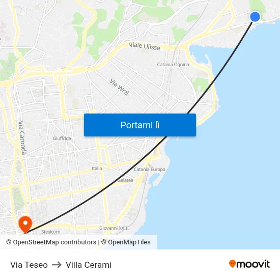 Via Teseo to Villa Cerami map