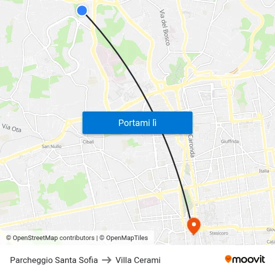 Parcheggio Santa Sofia to Villa Cerami map