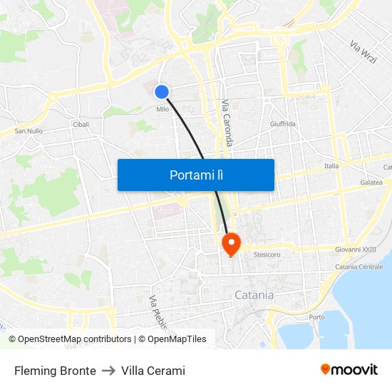 Fleming Bronte to Villa Cerami map