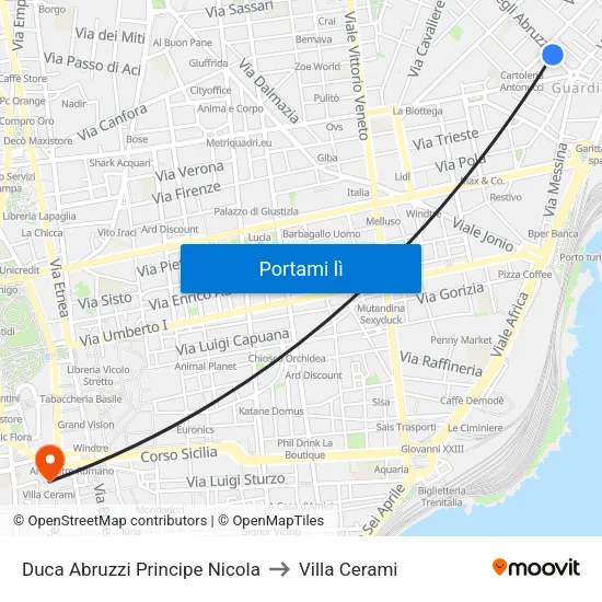 Duca Abruzzi Principe Nicola to Villa Cerami map