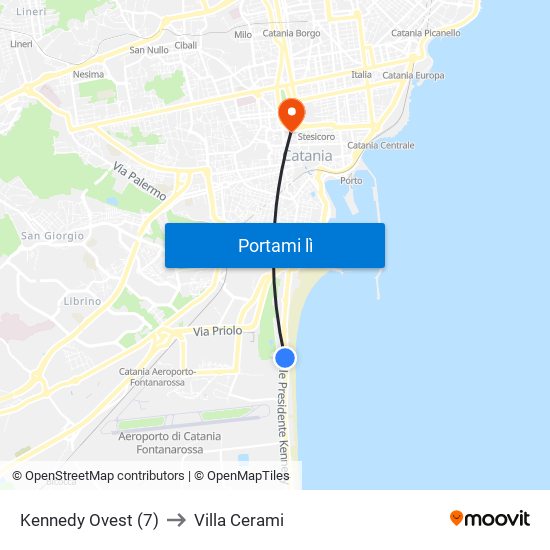 Kennedy Ovest (7) to Villa Cerami map