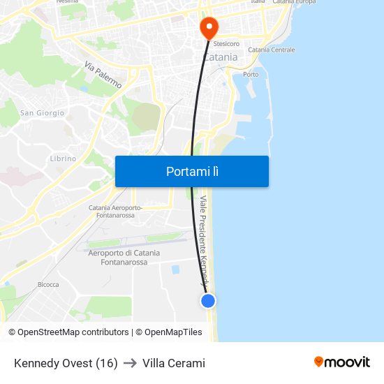 Kennedy Ovest (16) to Villa Cerami map