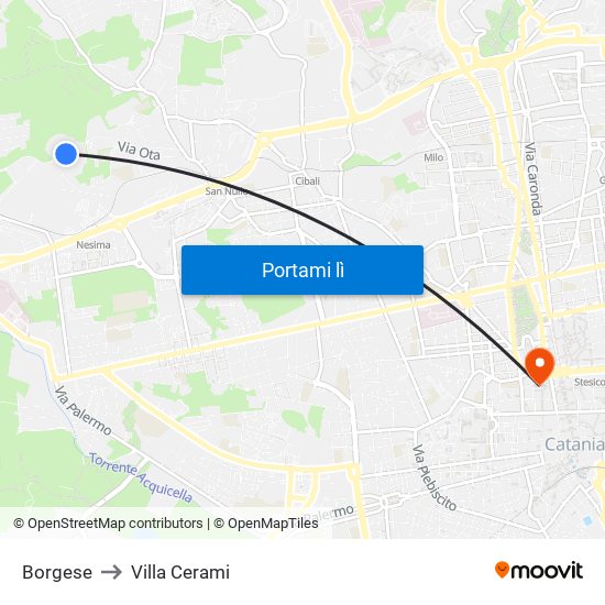 Borgese to Villa Cerami map