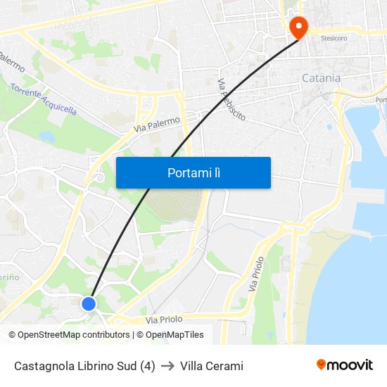 Castagnola Librino Sud (4) to Villa Cerami map