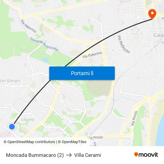 Moncada Bummacaro (2) to Villa Cerami map