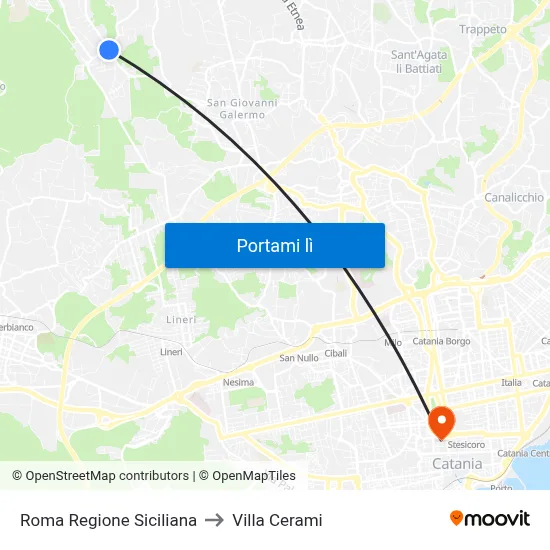 Roma Regione Siciliana to Villa Cerami map