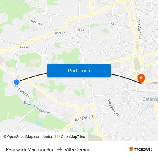 Rapisardi Marconi Sud to Villa Cerami map