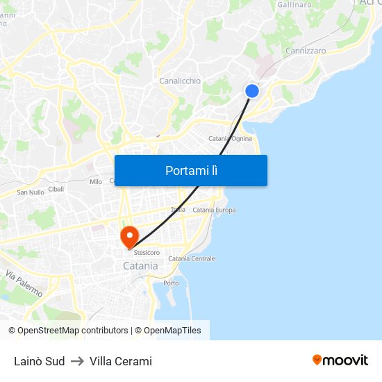 Lainò Sud to Villa Cerami map