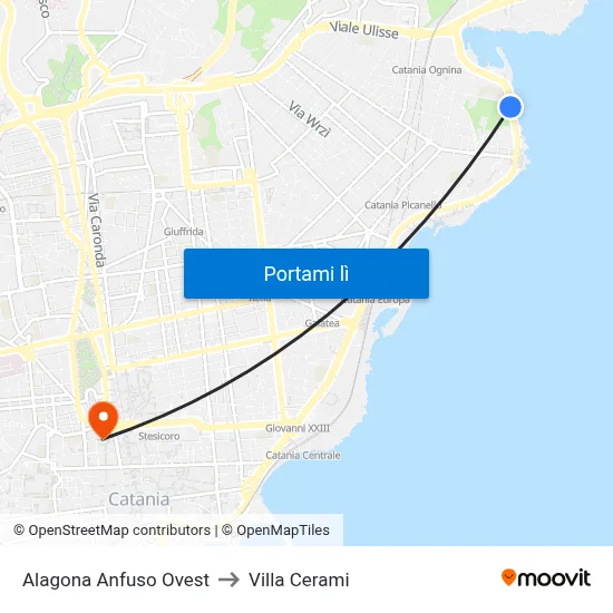 Alagona Anfuso Ovest to Villa Cerami map