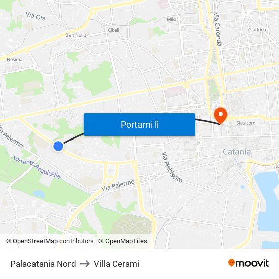 Palacatania Nord to Villa Cerami map