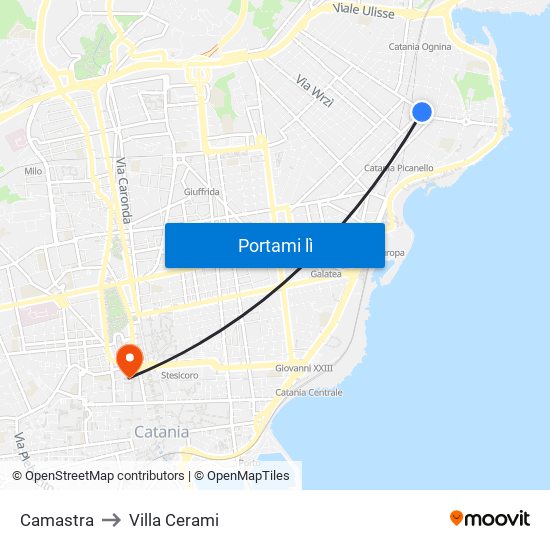 Camastra to Villa Cerami map