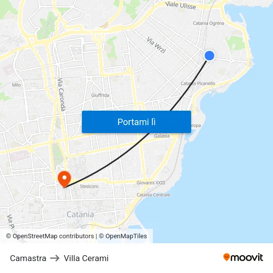 Camastra to Villa Cerami map