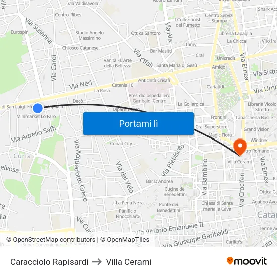 Caracciolo Rapisardi to Villa Cerami map