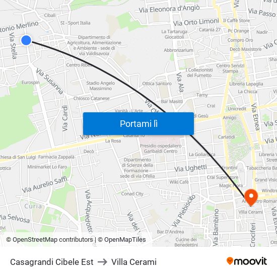 Casagrandi Cibele Est to Villa Cerami map