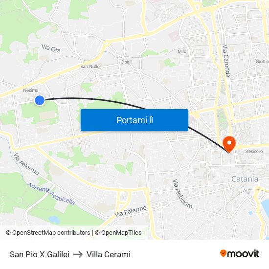 San Pio X Galilei to Villa Cerami map