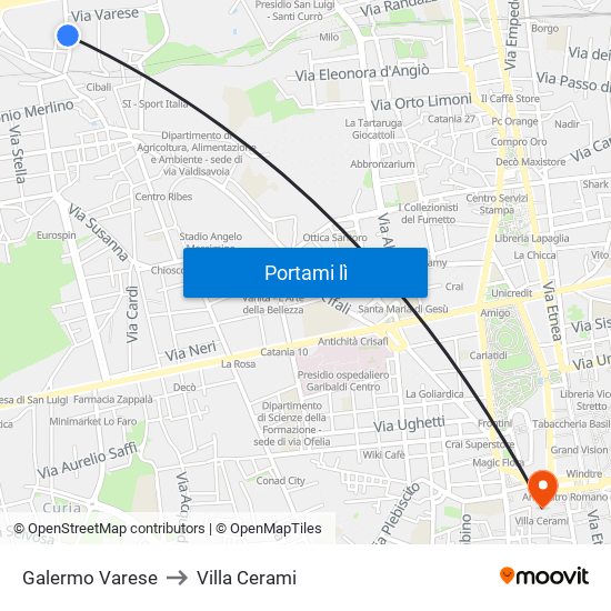 Galermo Varese to Villa Cerami map