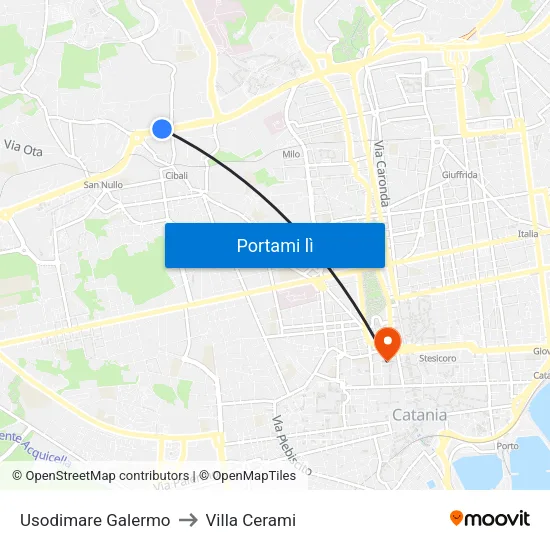 Usodimare Galermo to Villa Cerami map