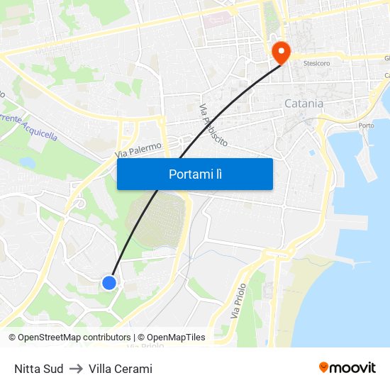 Nitta Sud to Villa Cerami map