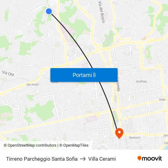 Tirreno Parcheggio Santa Sofia to Villa Cerami map