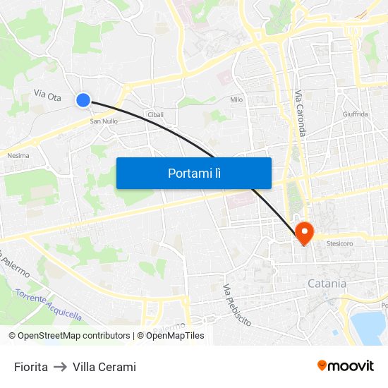 Fiorita to Villa Cerami map