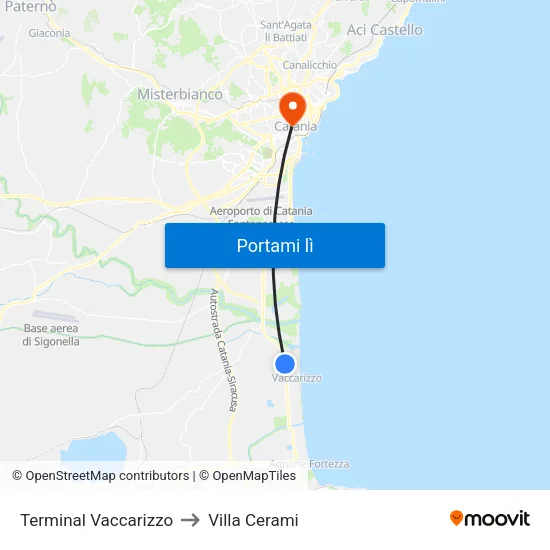 Terminal Vaccarizzo to Villa Cerami map