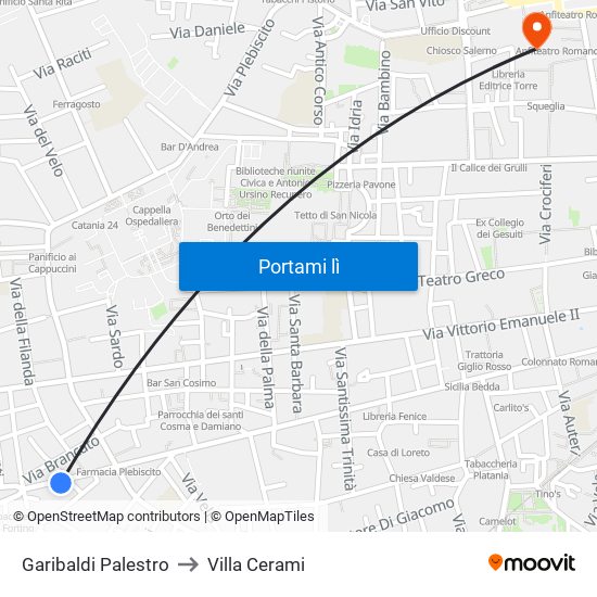 Garibaldi Palestro to Villa Cerami map