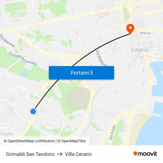 Grimaldi San Teodoro to Villa Cerami map