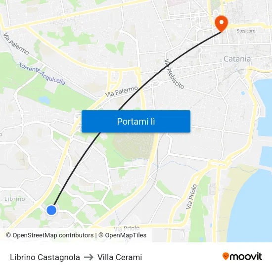 Librino Castagnola to Villa Cerami map