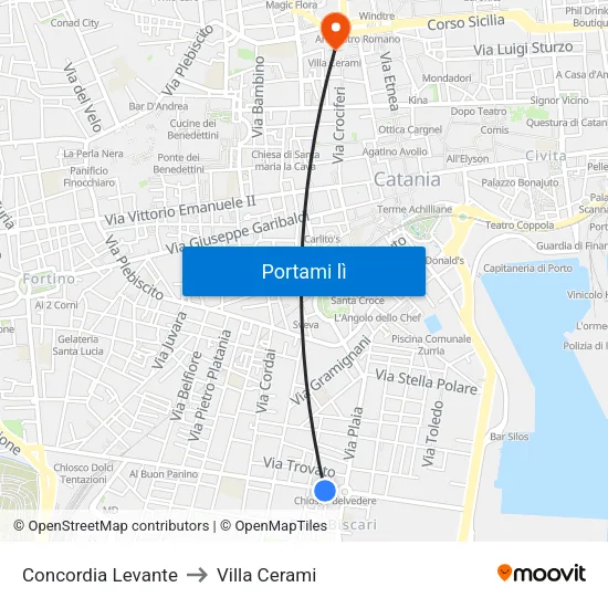 Concordia Levante to Villa Cerami map