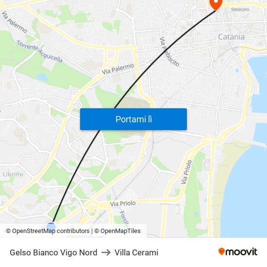 Gelso Bianco Vigo Nord to Villa Cerami map