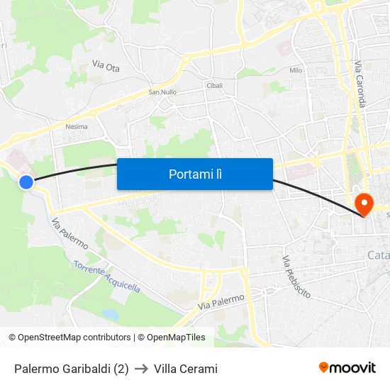Palermo Garibaldi (2) to Villa Cerami map