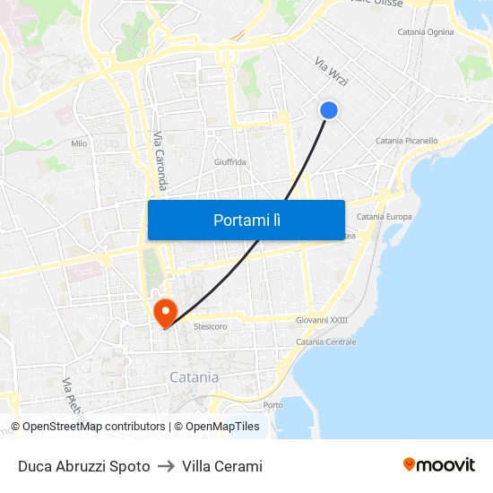 Duca Abruzzi Spoto to Villa Cerami map