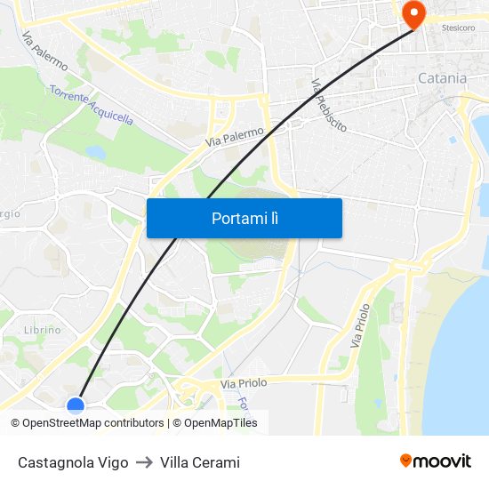 Castagnola Vigo to Villa Cerami map