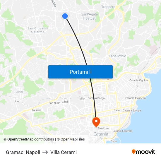 Gramsci Napoli to Villa Cerami map