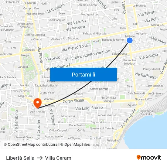 Libertà Sella to Villa Cerami map