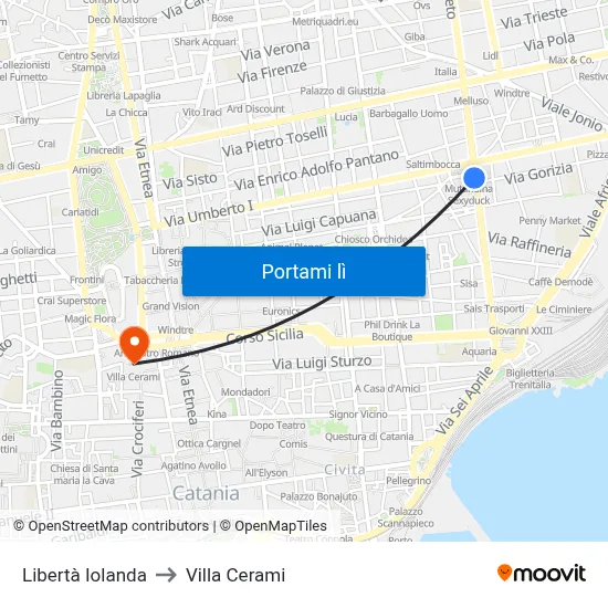 Libertà Iolanda to Villa Cerami map