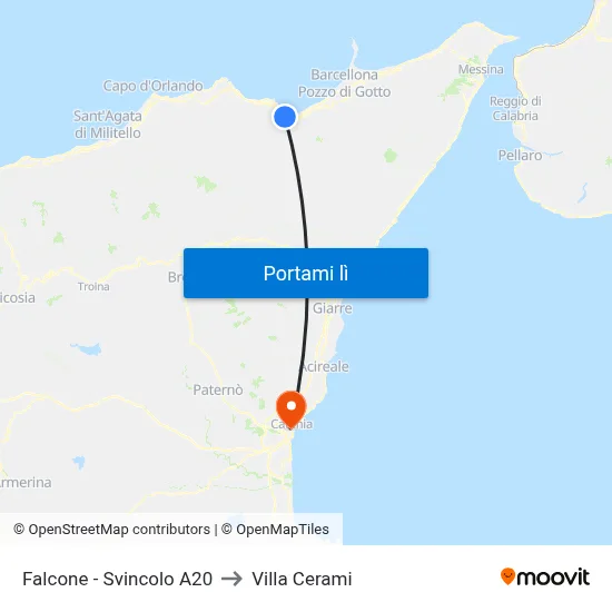 Falcone - Svincolo A20 to Villa Cerami map