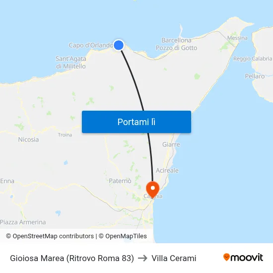 Gioiosa Marea (Ritrovo Roma 83) to Villa Cerami map